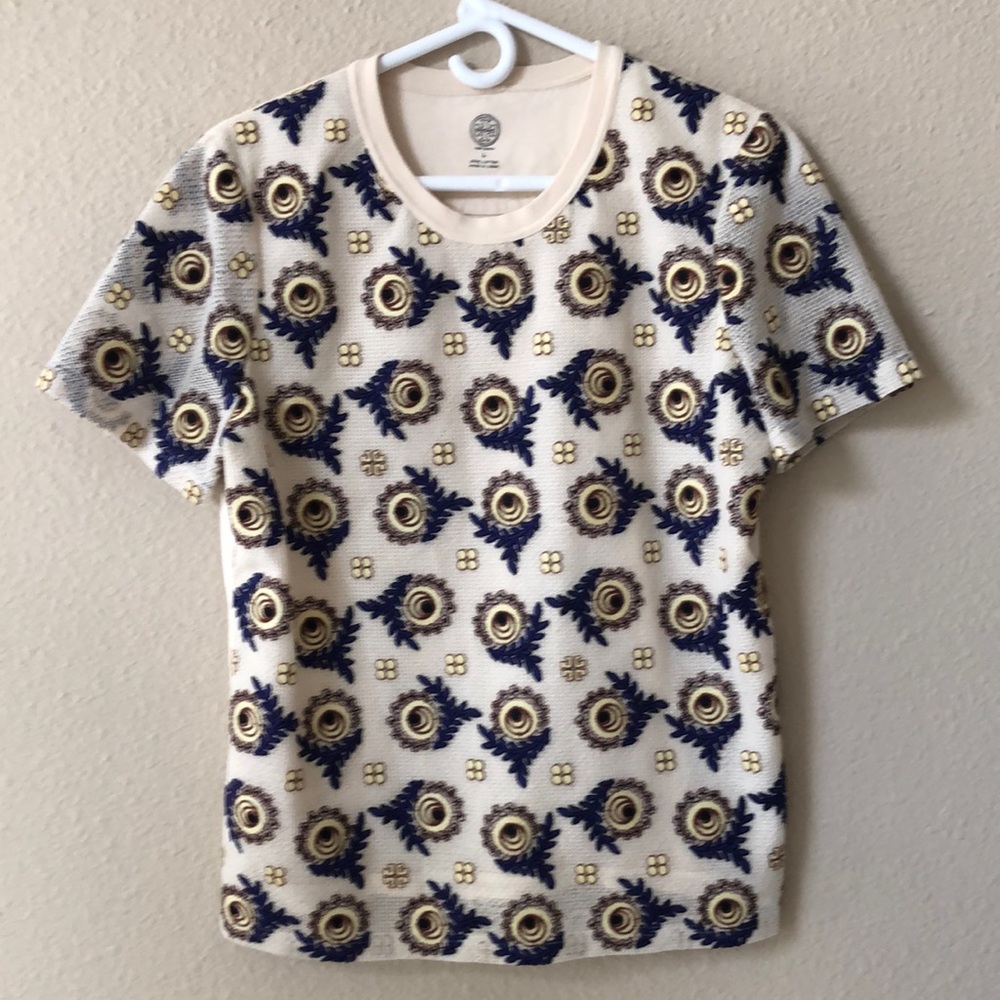 Tory Burch Bloom Guipure Lace T-Shirt Top size Large
